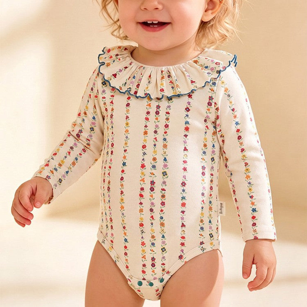 MyKids-USA® Autumn Arrival Baby Kids Girls Princess Long Sleeves Flowers Pattern Bodysuit