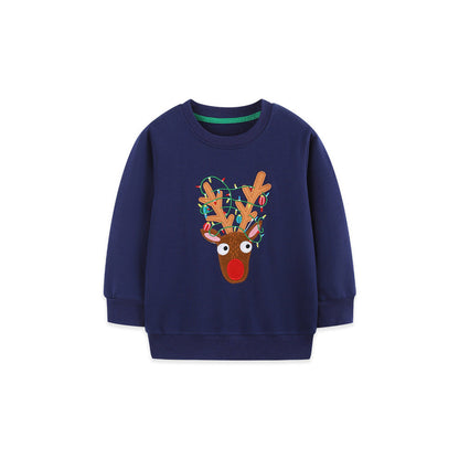 MyKids-USA® Winter Arrival Kids Boys Christmas Cartoon Pattern Crew Neck Long Sleeves Sweatshirt