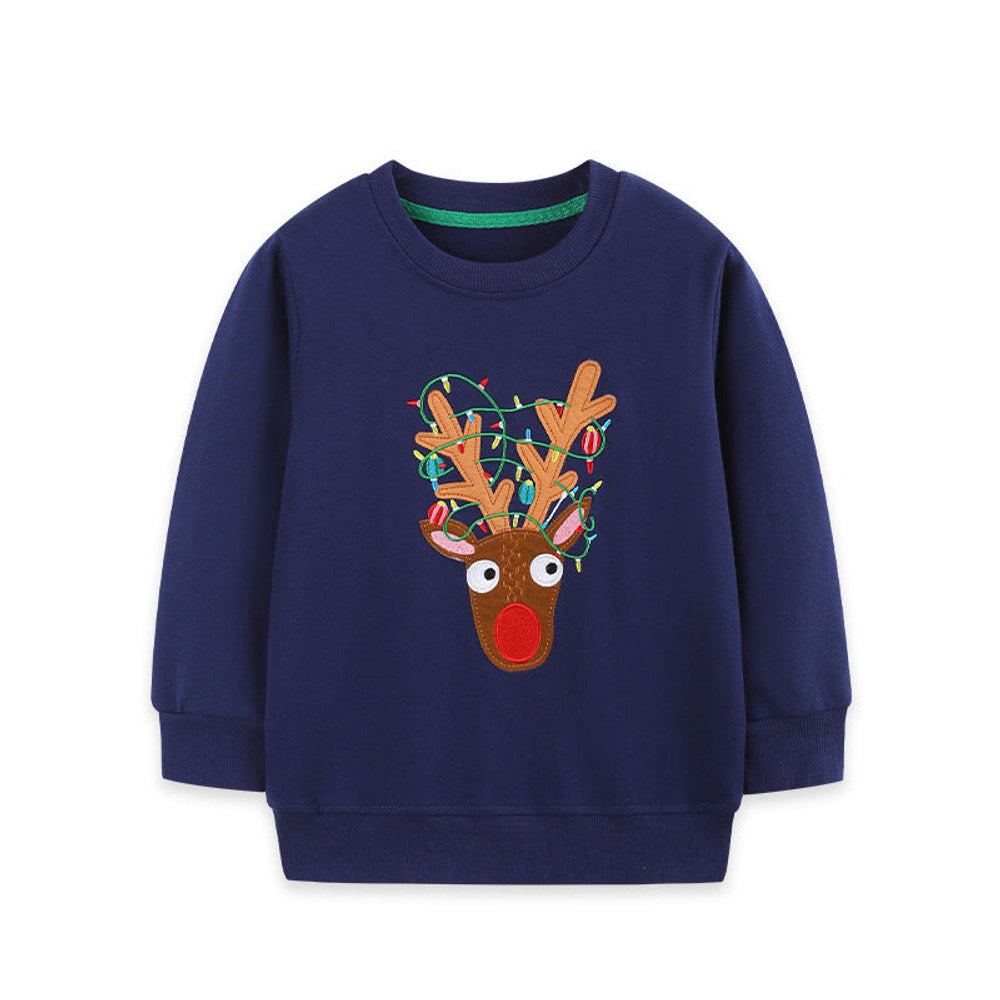 MyKids-USA® Winter Arrival Kids Boys Christmas Cartoon Pattern Crew Neck Long Sleeves Sweatshirt