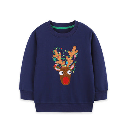 MyKids-USA® Winter Arrival Kids Boys Christmas Cartoon Pattern Crew Neck Long Sleeves Sweatshirt
