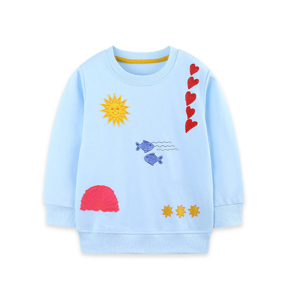 MyKids-USA® Autumn Arrival Kids Girls Cartoon Pattern Crew Neck Long Sleeves Sweatshirt