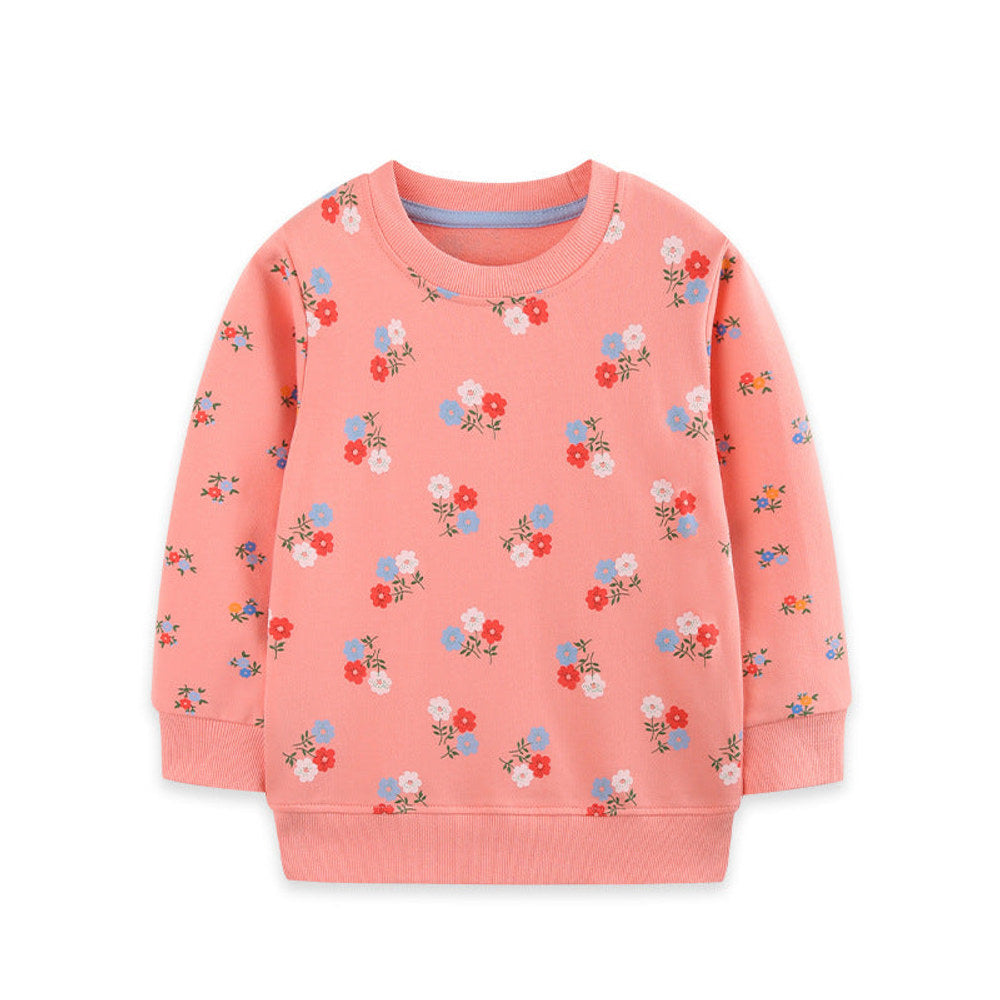 MyKids-USA® Autumn Arrival Kids Girls Flowers Pattern Crew Neck Long Sleeves Sweatshirt