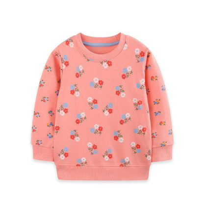 MyKids-USA® Autumn Arrival Kids Girls Flowers Pattern Crew Neck Long Sleeves Sweatshirt