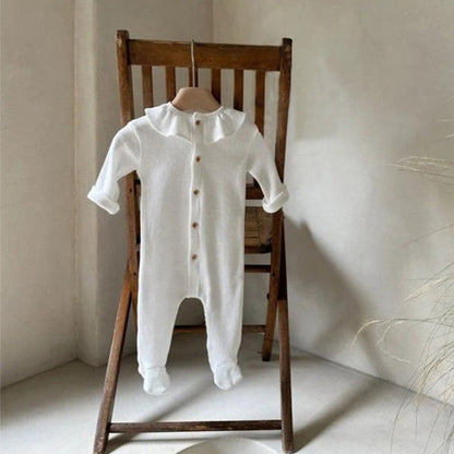 MyKids-USA® Autumn Arrival Baby Kids Long Sleeves Solid Color Waffle Grid Rompers