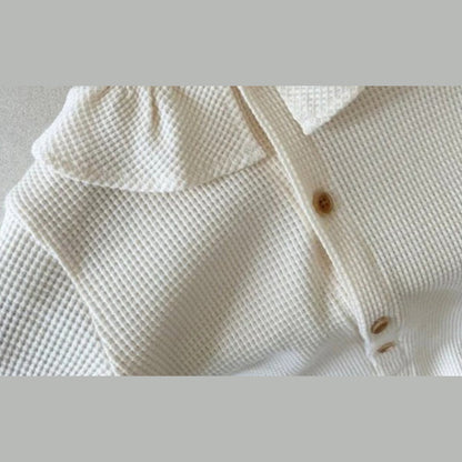 MyKids-USA® Autumn Arrival Baby Kids Long Sleeves Solid Color Waffle Grid Rompers