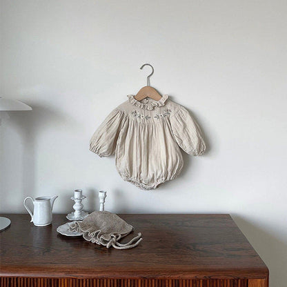 MyKids-USA® Autumn Arrival Baby Kids Girls Long Sleeves Vintage Flowers Embroidered Bodysuit