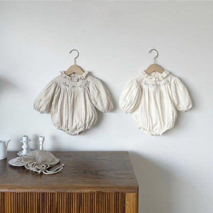 MyKids-USA® Autumn Arrival Baby Kids Girls Long Sleeves Vintage Flowers Embroidered Bodysuit