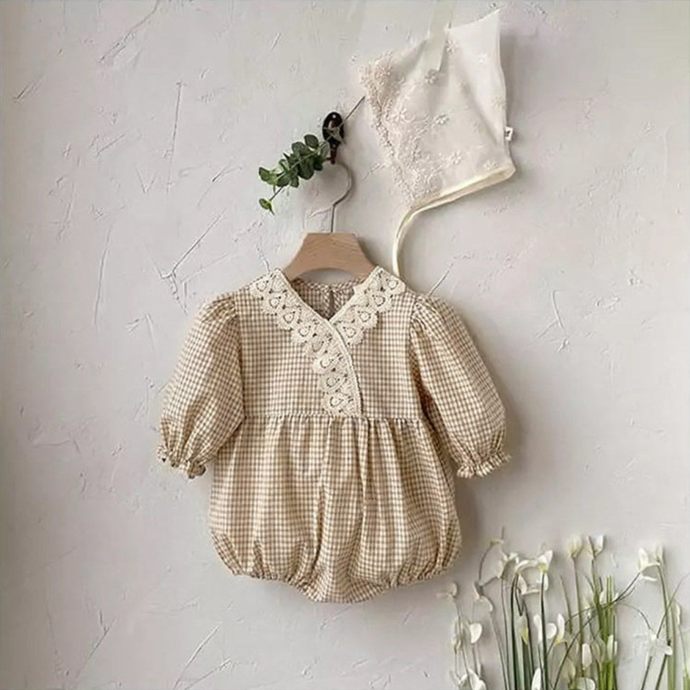 MyKids-USA® Autumn Arrival Baby Kids Girls Long Sleeves V Neck Plaid Bodysuit