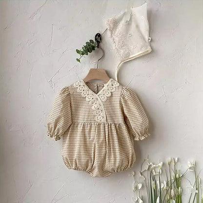 MyKids-USA® Autumn Arrival Baby Kids Girls Long Sleeves V Neck Plaid Bodysuit