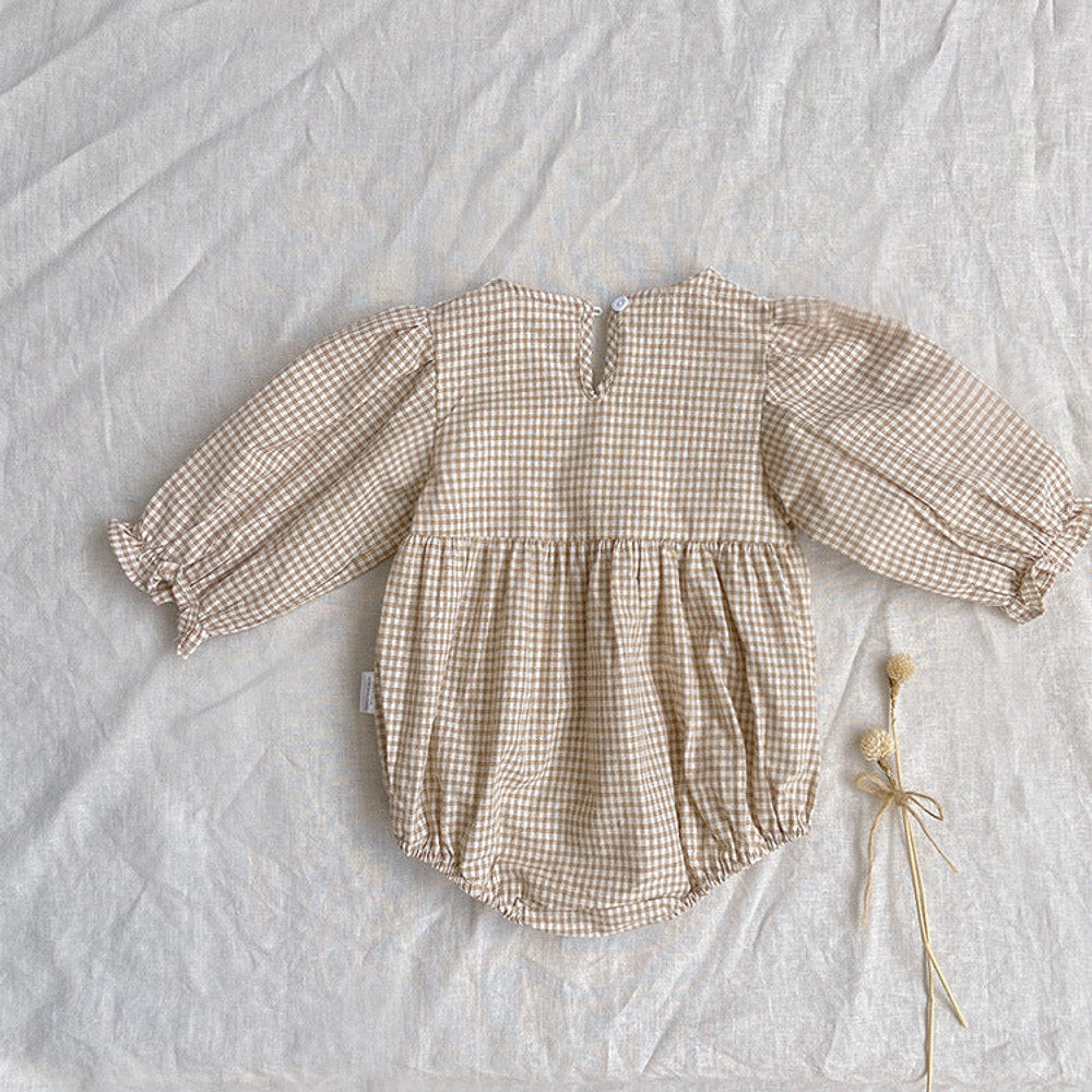 MyKids-USA® Autumn Arrival Baby Kids Girls Long Sleeves V Neck Plaid Bodysuit