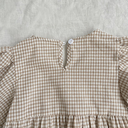 MyKids-USA® Autumn Arrival Baby Kids Girls Long Sleeves V Neck Plaid Bodysuit