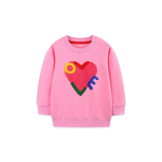 MyKids-USA® Kids Girls Heart Pattern Crew Neck Long Sleeves Sweatshirt