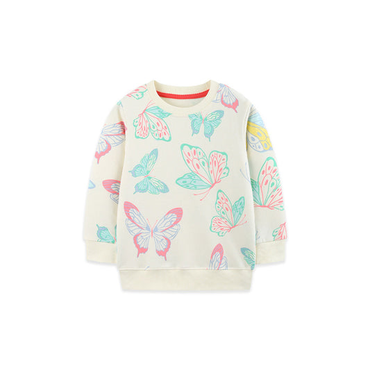 MyKids-USA® Kids Girls Butterfly Pattern Crew Neck Long Sleeves Sweatshirt