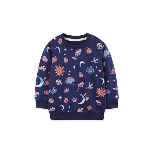 MyKids-USA® Kids Girls Cartoon Pattern Crew Neck Long Sleeves Sweatshirt