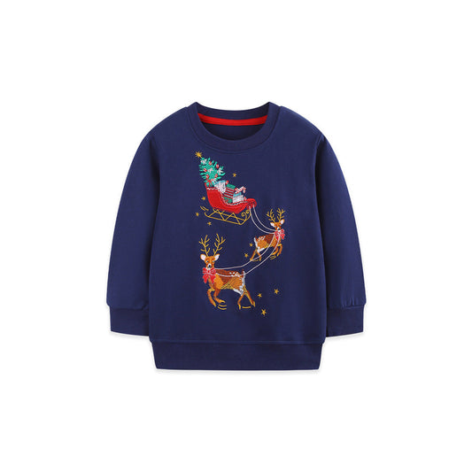 MyKids-USA® Kids Boys Christmas Cartoon Pattern Crew Neck Long Sleeves Sweatshirt