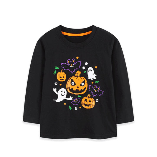 MyKids-USA® Kids Halloween Cartoon Pattern Crew Neck Long Sleeves Top