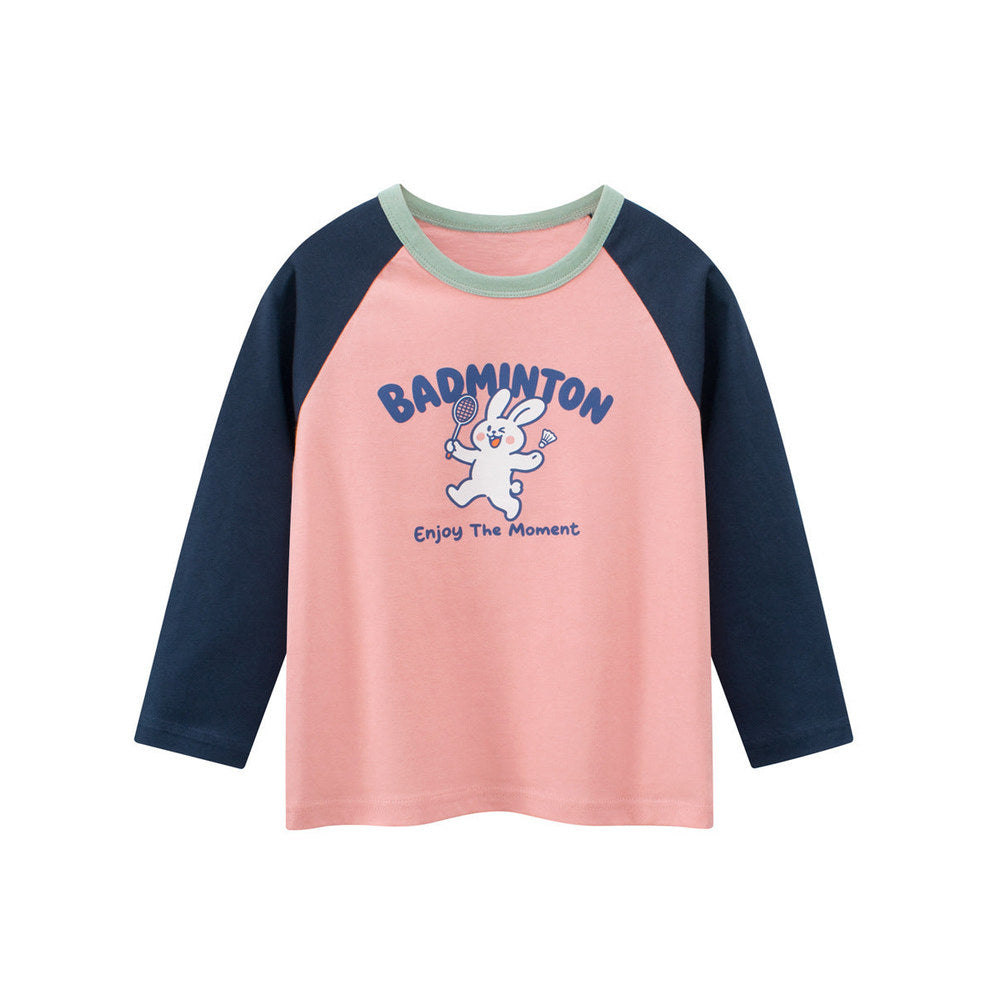 MyKids-USA® Kids Girls Cartoon and Letters Print Crew Neck Long Sleeves Top