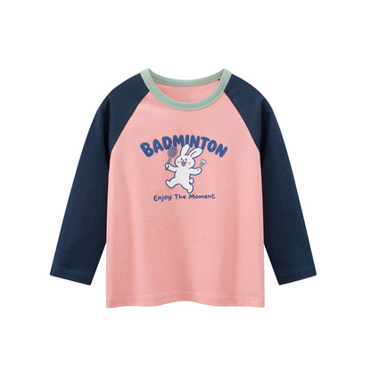 MyKids-USA® Kids Girls Cartoon and Letters Print Crew Neck Long Sleeves Top
