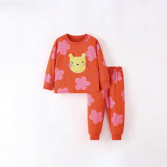 MyKids-USA® Baby Kids Girls Cartoon Pattern Long Sleeves Top and Flowers Pattern Pants Clothing Set