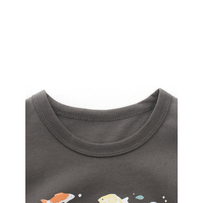 MyKids-USA® Kids Girls Cartoon and Letters Print Crew Neck Long Sleeves Top