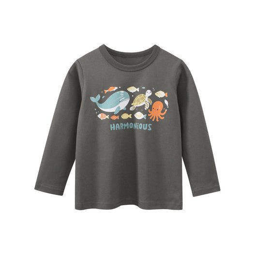 MyKids-USA® Kids Girls Cartoon and Letters Print Crew Neck Long Sleeves Top