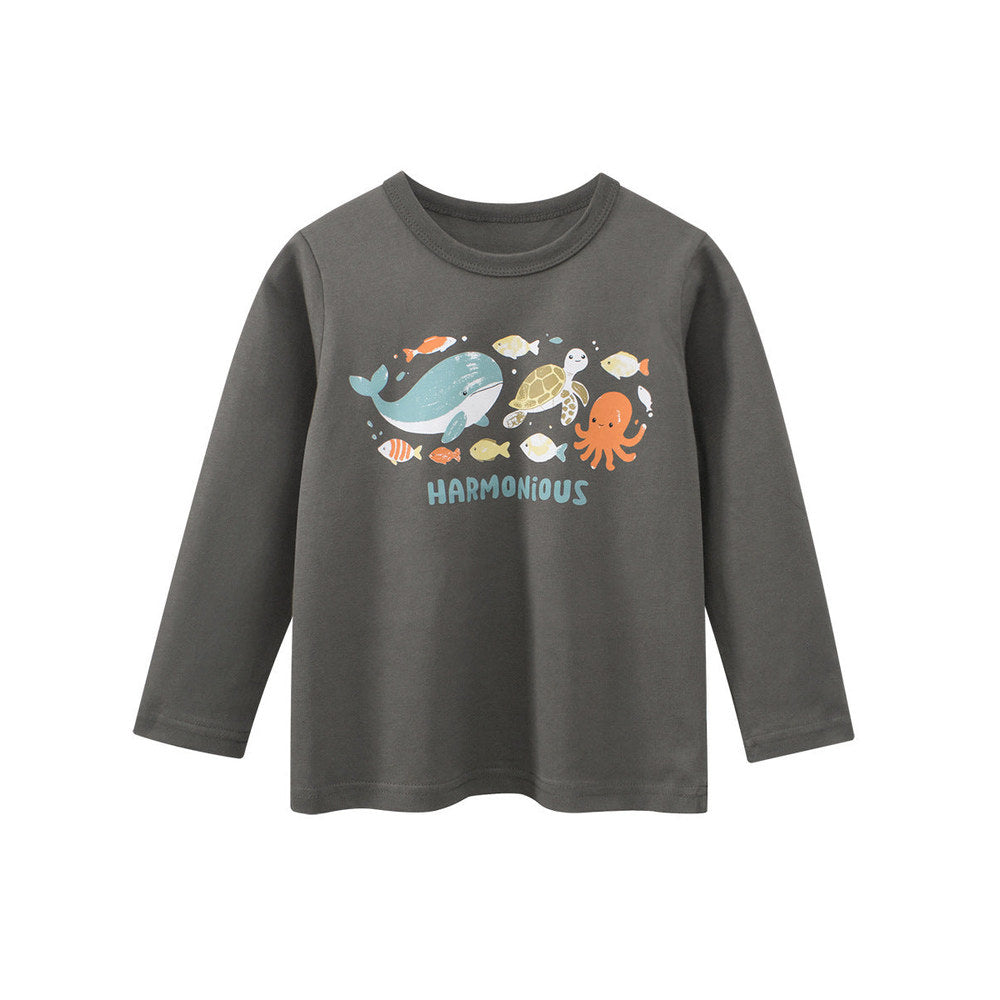 MyKids-USA® Kids Girls Cartoon and Letters Print Crew Neck Long Sleeves Top