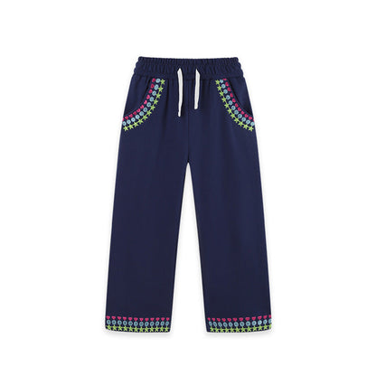 MyKids-USA® Geometric Embroidery Pattern Pants for Girls