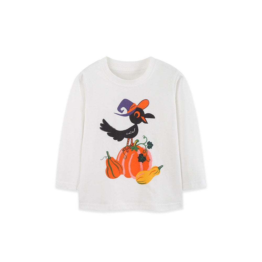 MyKids-USA® Kids Girls Halloween Cartoon Pattern Crew Neck Long Sleeves Top