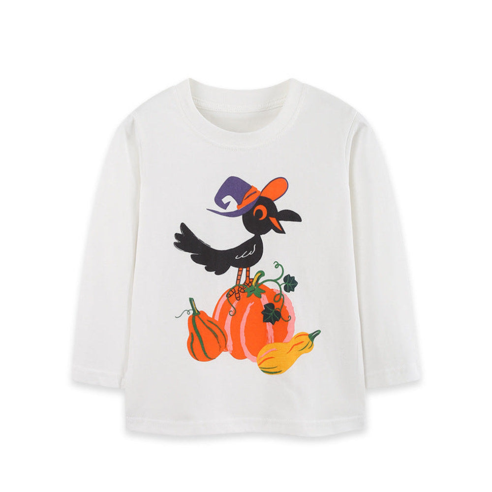 MyKids-USA® Kids Girls Halloween Cartoon Pattern Crew Neck Long Sleeves Top