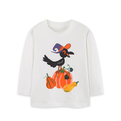 MyKids-USA® Kids Girls Halloween Cartoon Pattern Crew Neck Long Sleeves Top