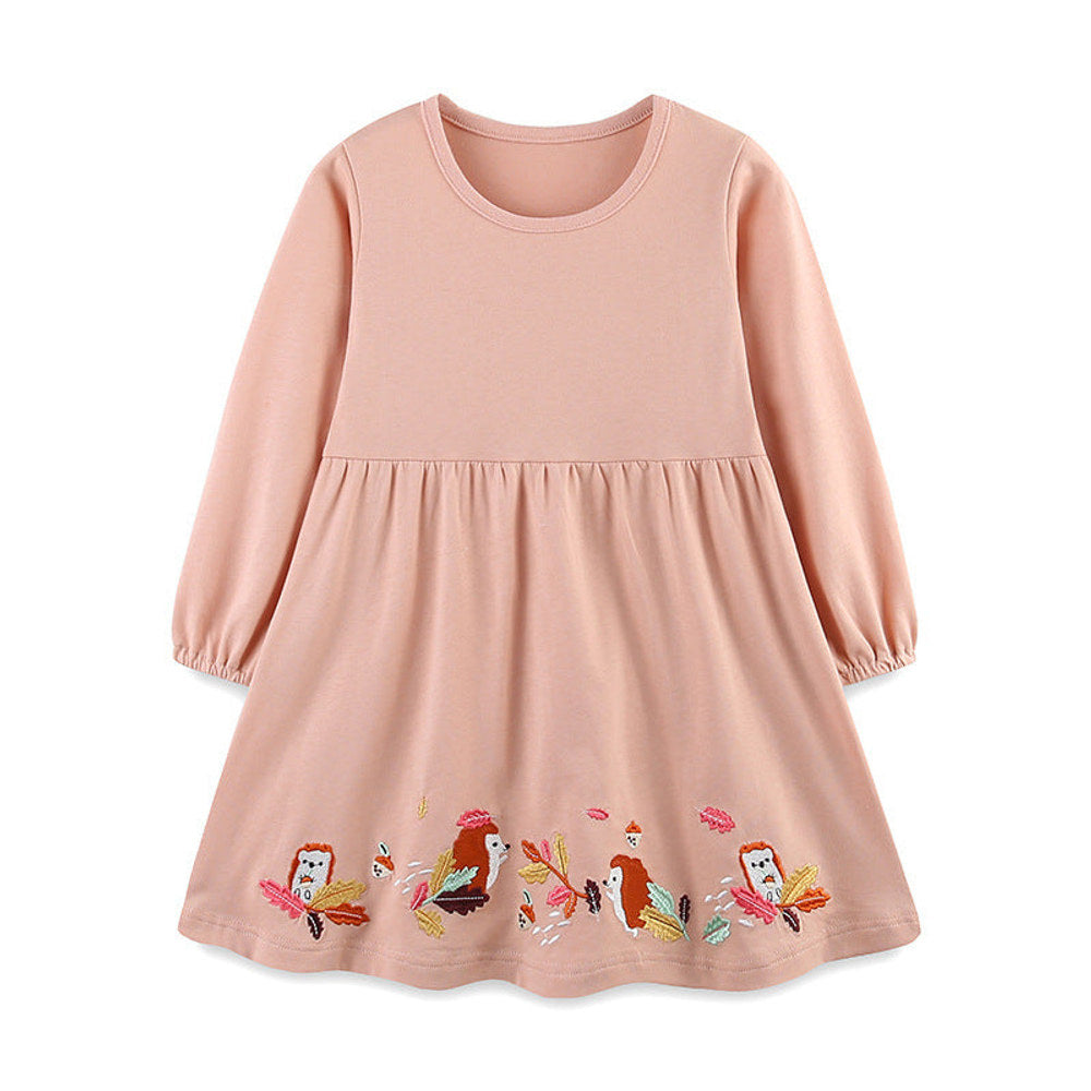 MyKids-USA® Baby Kids Girls Cartoon Pattern Long Sleeves Dress
