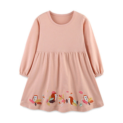 MyKids-USA® Baby Kids Girls Cartoon Pattern Long Sleeves Dress