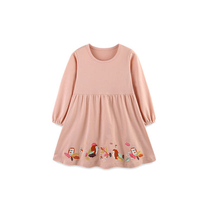 MyKids-USA® Baby Kids Girls Cartoon Pattern Long Sleeves Dress