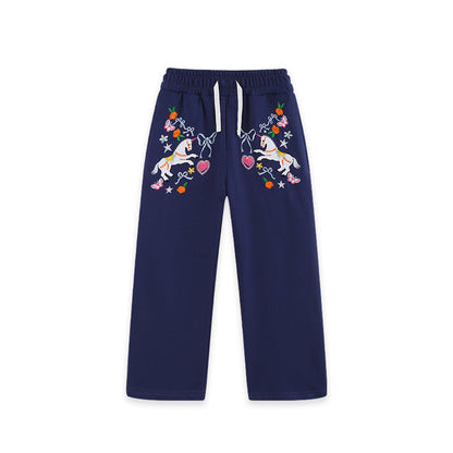 MyKids-USA® Arrival Autumn Cartoon Embroidery Pattern Pants for Girls