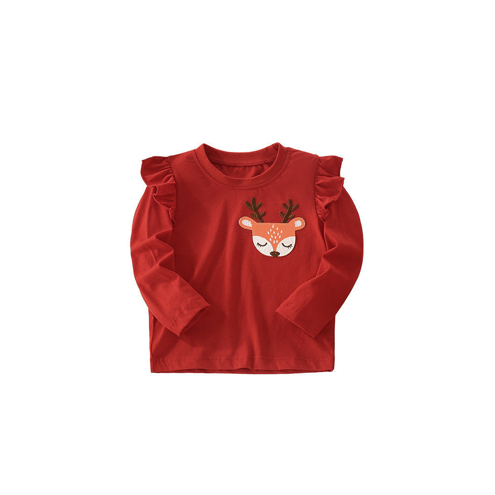 MyKids-USA® Spring and Autumn Baby Kids Girls Christmas Pattern Long Sleeves Top