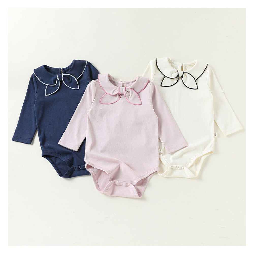 MyKids-USA® Autumn Arrival Baby Kids Simple Long Sleeves Navy Collar Bodysuit
