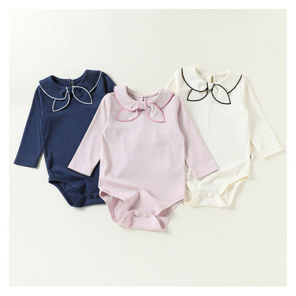 MyKids-USA® Autumn Arrival Baby Kids Simple Long Sleeves Navy Collar Bodysuit