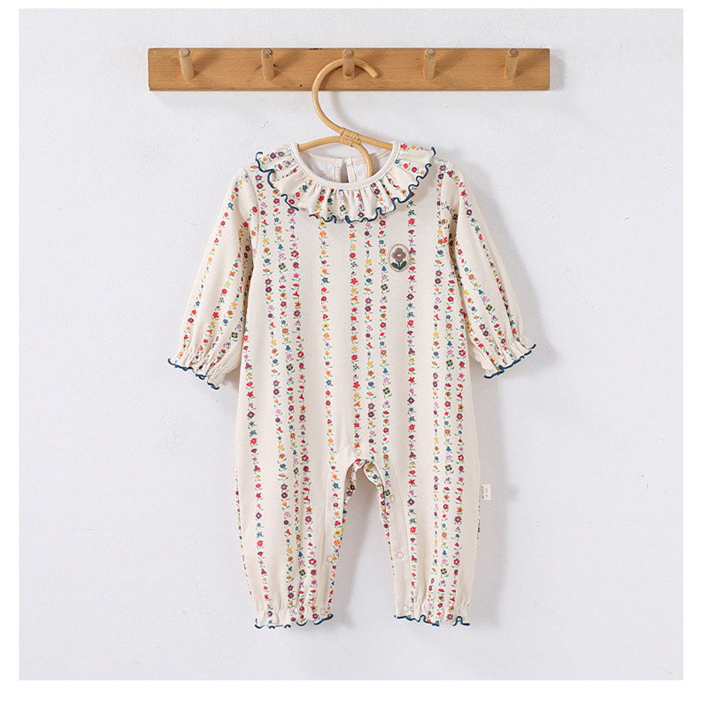MyKids-USA® Autumn Arrival Baby Kids Ruffle Collar Long Sleeves Floral Romper
