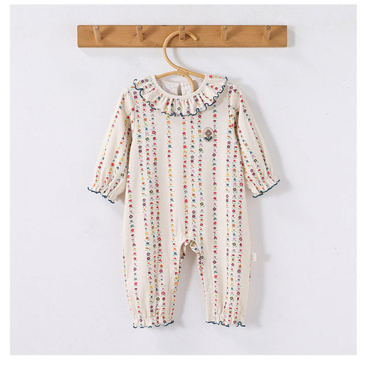 MyKids-USA® Autumn Arrival Baby Kids Ruffle Collar Long Sleeves Floral Romper