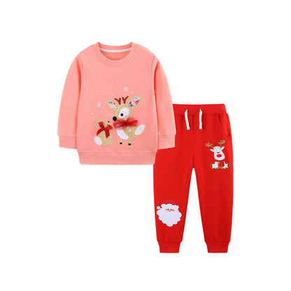 MyKids-USA® Winter Autumn Baby Kids Girls Christmas Cartoon Pattern Long Sleeves Pullover