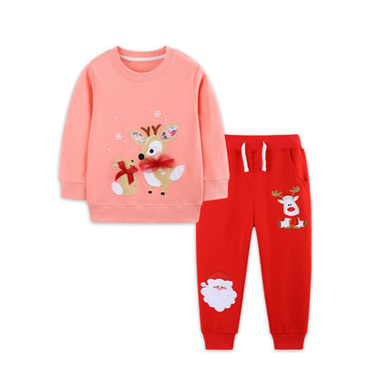 MyKids-USA® Winter Autumn Baby Kids Girls Christmas Cartoon Pattern Long Sleeves Pullover