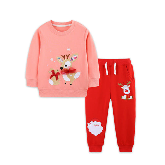 MyKids-USA® Winter Autumn Baby Kids Girls Christmas Cartoon Pattern Long Sleeves Pullover