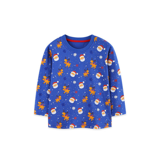 MyKids-USA® Autumn Arrival Kids Boys Christmas Cartoon Pattern Crew Neck Long Sleeves Top