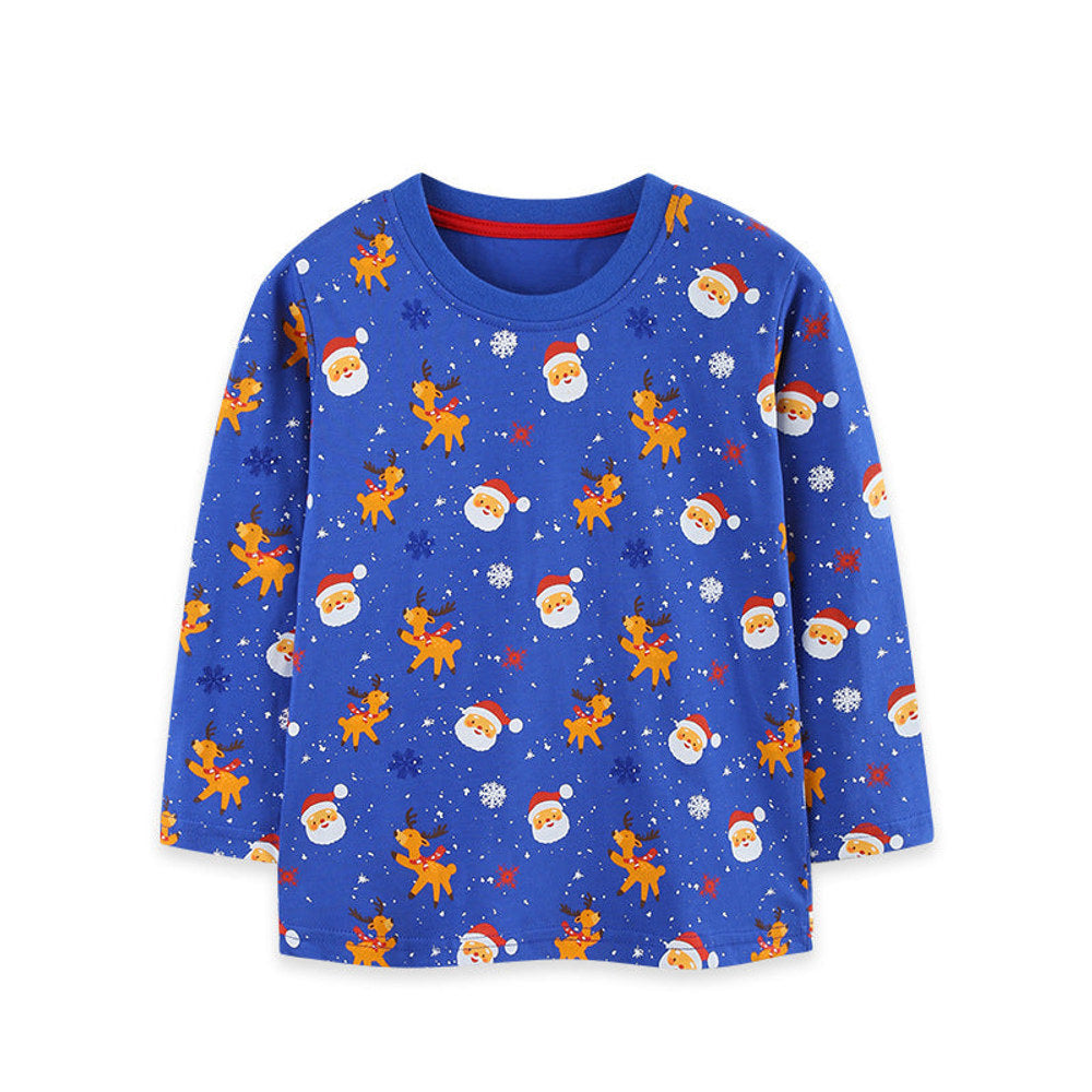 MyKids-USA® Autumn Arrival Kids Boys Christmas Cartoon Pattern Crew Neck Long Sleeves Top