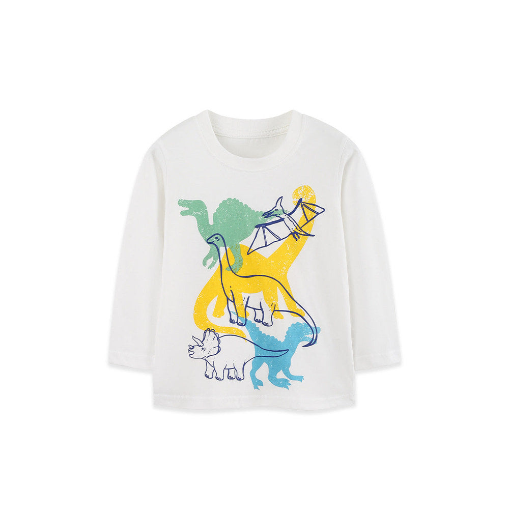 MyKids-USA® Autumn Arrival Kids Boys Animals Cartoon Pattern Crew Neck Long Sleeves Top