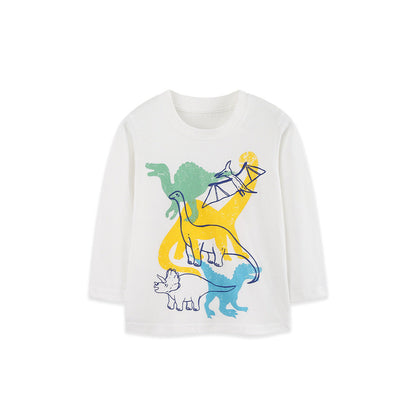 MyKids-USA® Autumn Arrival Kids Boys Animals Cartoon Pattern Crew Neck Long Sleeves Top