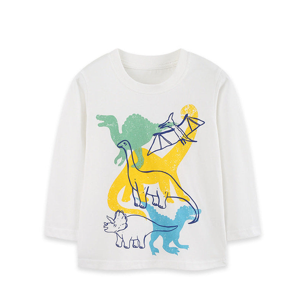 MyKids-USA® Autumn Arrival Kids Boys Animals Cartoon Pattern Crew Neck Long Sleeves Top