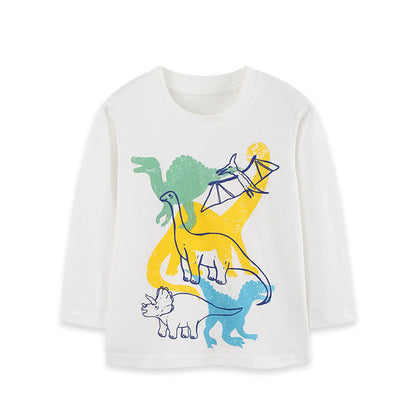 MyKids-USA® Autumn Arrival Kids Boys Animals Cartoon Pattern Crew Neck Long Sleeves Top