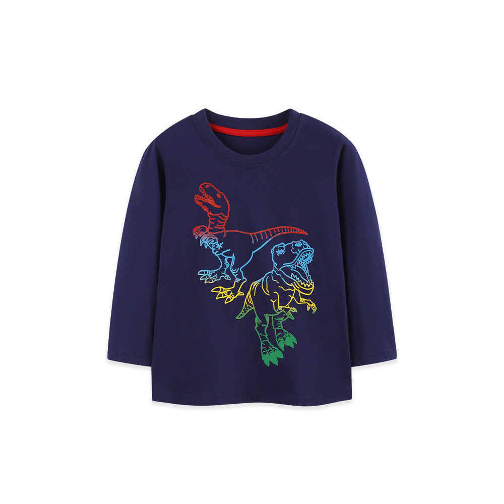 MyKids-USA® Autumn Arrival Kids Boys Animals Cartoon Pattern Crew Neck Long Sleeves Top