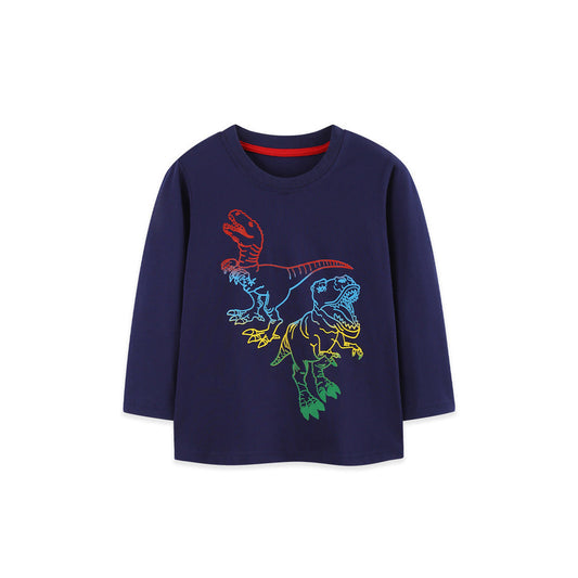 MyKids-USA® Autumn Arrival Kids Boys Animals Cartoon Pattern Crew Neck Long Sleeves Top